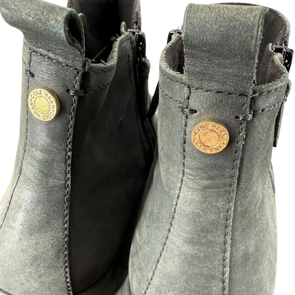Cole Haan ZEROGRAND Waterproof Ankle Boots Womens 8B Nubuck Leather Washed Black - Picture 5 of 9